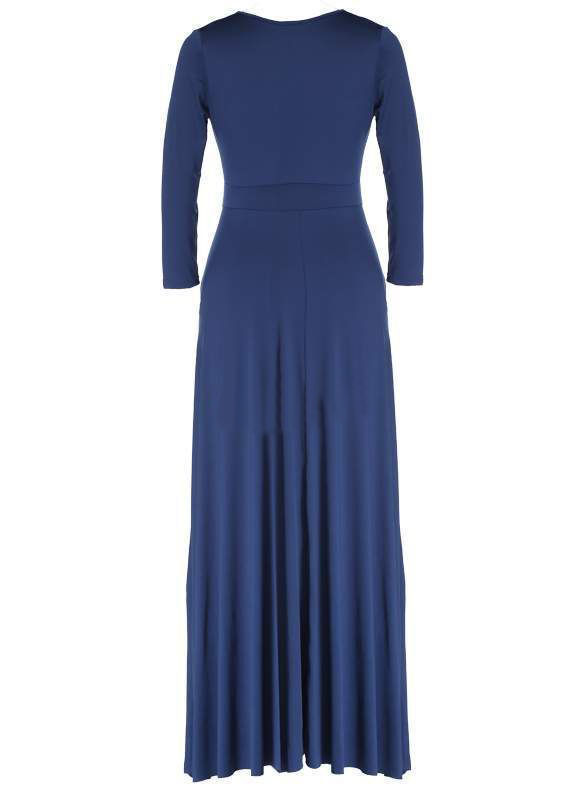 SZ60044-5 Women Long Knitwear V Neck Plus Size Bridesmaid Dress with Long Sleeve